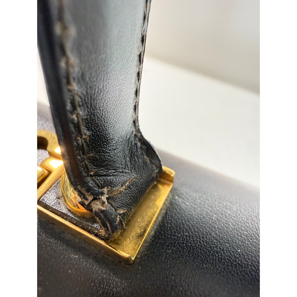 Salvatore Ferragamo Handbag Gancini Deep Dk Brown Gold BX 212181 Italy VTG FLAW - Picture 4 of 10